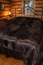  Handmade Dyed Beaver Pelt Fur Bedspread Flannel Cabin Lodge Lining 112X114" F/Q