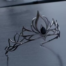    Gothic Black Flame Crown Tiara   Dark Elven Headpiece for Cosplay, LARP
