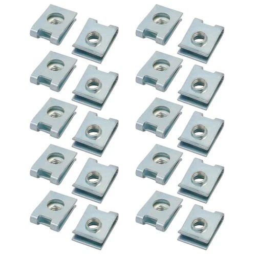 M4 14mmx10mm Iron White Zinc Plated Extruded U Nut Clip 20pcs