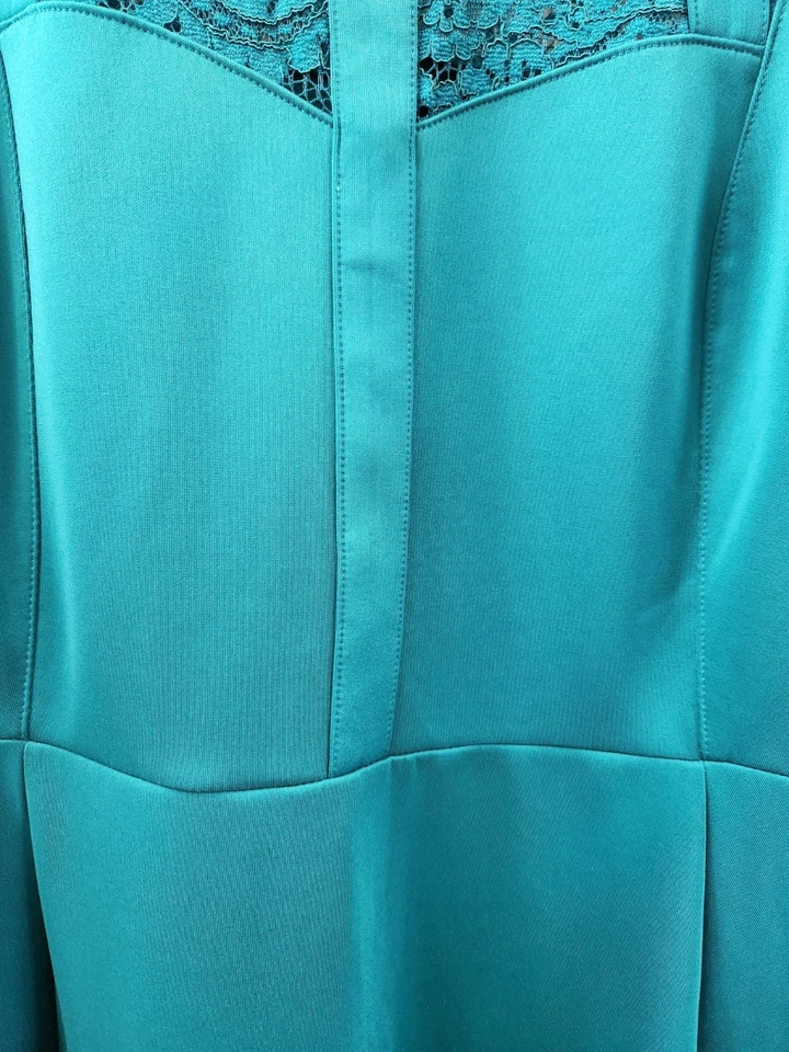 Lane Bryant Plus Size Teal Scuba Lace Fit & Flare Dress Size 18/20‎ 1X XXL - Image 4 of 4