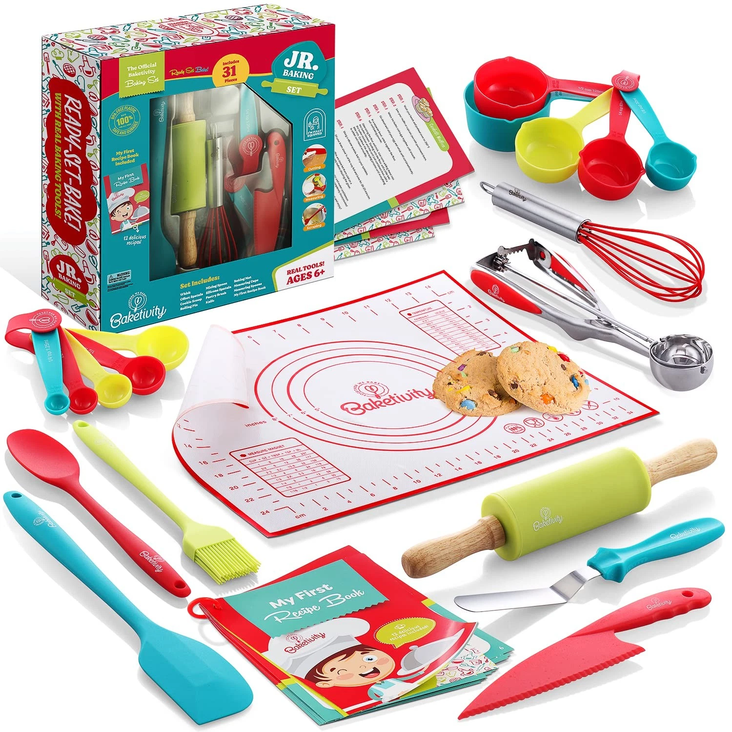 31-Piece Kids Baking Tools Set – Real Cooking Utensils for Children – Safe, D...