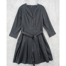 Talbots Shirt Dress 16Petite Belted Fit & Flare Button Pleated Office Classic