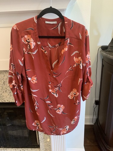 Daniel Rainn Burgundy Long Sleeve Blouse Size 1X (Plus) - 68% off | thredUP