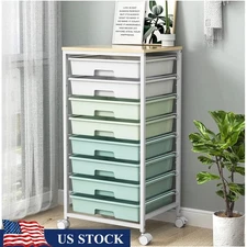 8 Drawer Rolling Storage Cart Utility Organizer Mobile Metal Frame Craft Tool US