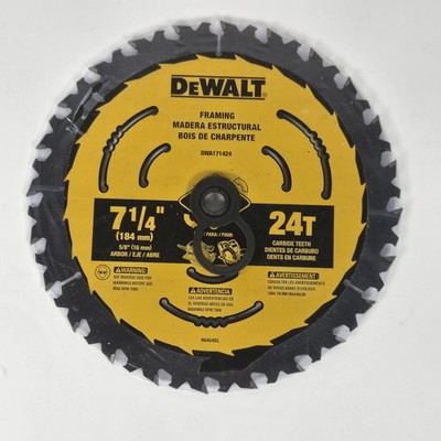 Single Dewalt Circular Saw Blade 7 1/4 '' 24 Tooth Wood Cutting DWA171424 USA
