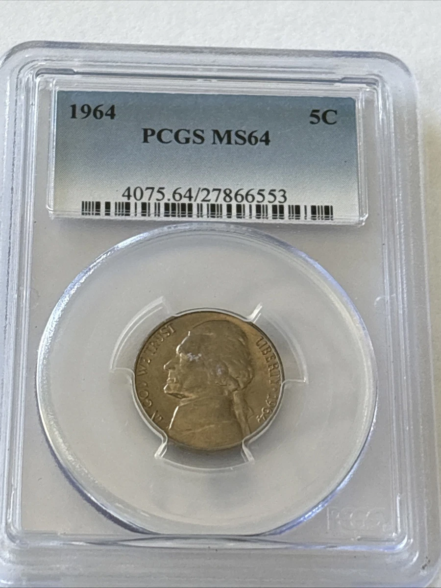 Uncirculated MS 64 Graded 1964 US Jefferson Nickels (1938-Now) for