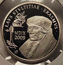 Belgium, 10 Euro, 2009, Proof, Erasmus, .5576 Ounce Actual Silver
