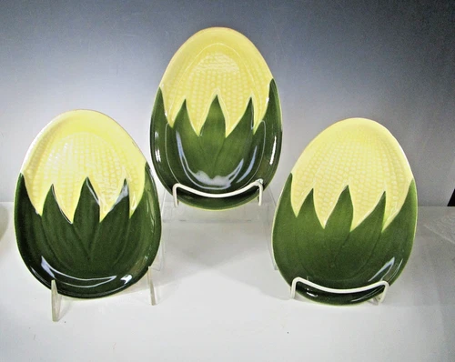 Vintage Shawnee Pottery Corn King Corn on Cob Oval 7 1/4"  Plate #93 SET 3