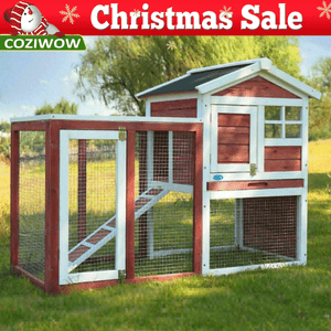Wooden-Rabbit-Hutch-Cage-House-Habitat-Animal-Pet-Small-Chicken-Coop-Outdoor