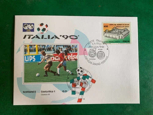 ITALY 1990 FDC WORLD CUP FOOTBALL SCOTLAND COSTA RICA FERRARIS STADIUM GENOA