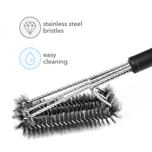 Dimono Edelstahl Profi Grillbürste 3in1 BBQ Grill-Bürste blitzschnelle Reinigung - Bild 2 von 5