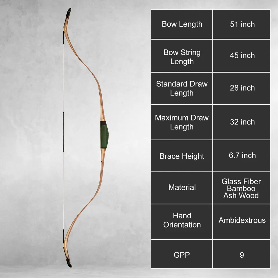 AF Archery Wood Turkish Bow 50" Traditional Recurve Bow Horseback Hunting Bow - Image 3 of 4