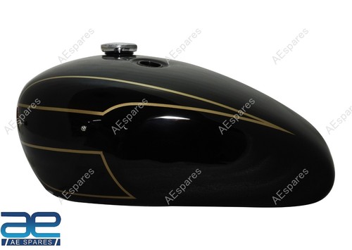 For Triumph T140 Black Painted Petrol Tank With Chrome Cap & Tap - Bild 7 von 8