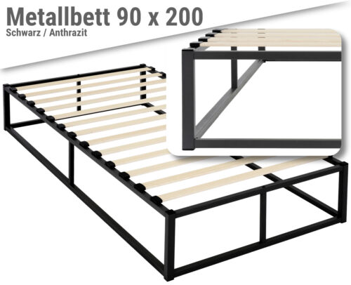HAGO® Premium Bett Metallbett Stahl Gestell Bettrahmen modern Lattenrost 90x200 - Bild 1 von 17