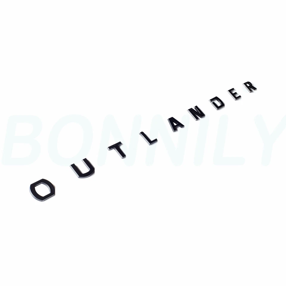 Front Hood Emblem For Mitsubishi Outlander Badge Nameplate Letter Gloss Black US - Image 4 of 4