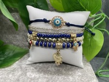 6 PC Handmade Boho Beaded Stackable 6.5" Plus Stretch Bracelet Set New A2791