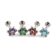 16g G23 Titanium FLOWER Cartilage Tragus Labret Forward Helix Ear Earring Stud