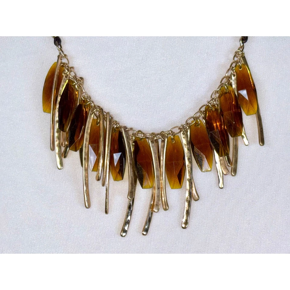 Collar colgante Robert Lee Morris barras enchapadas en oro ámbar oscuro con cuentas Foto 2 de 4