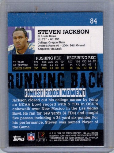 2004 Finest #84 Steven Jackson - Foto 2 di 2