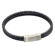 Image of Fred Bennett Mens Bracelet B5321 - Black Recycled Leather