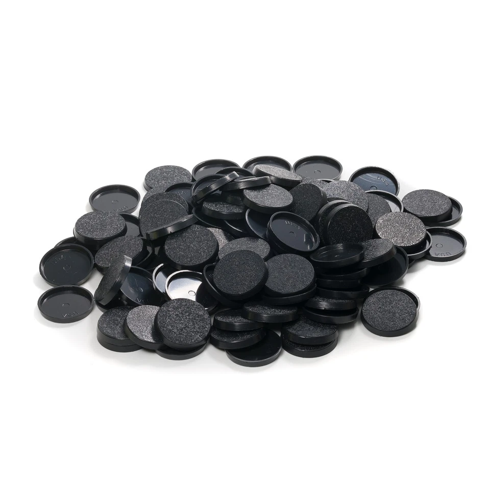 Pack of 100, 28.5mm Plastic Round Bases Miniature Wargames Table gaming TEXTURED - Image 1 of 1