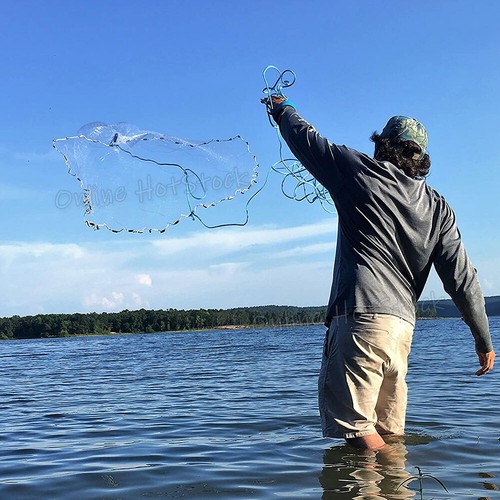 Durable Fishing Cast Net Bait Easy Throw Hand Cast Strong Tire Trap Line 8/12ft - Picture 9 of 12