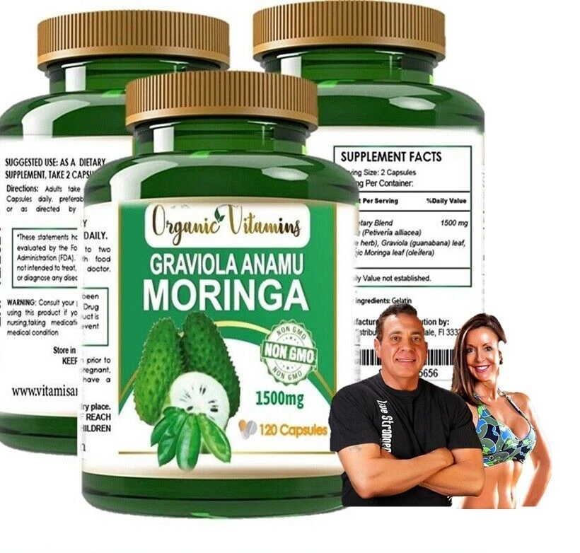 MORINGA ANAMU GRAVIOLA Extracto Suplemento 120 Cápsulas Inmunidad, Apoyo a la Vitalidad  Foto 2 de 4