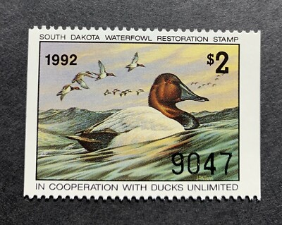 #ad WTDstamps 1992 SOUTH DAKOTA State Duck Stamps Mint OG NH $1.50