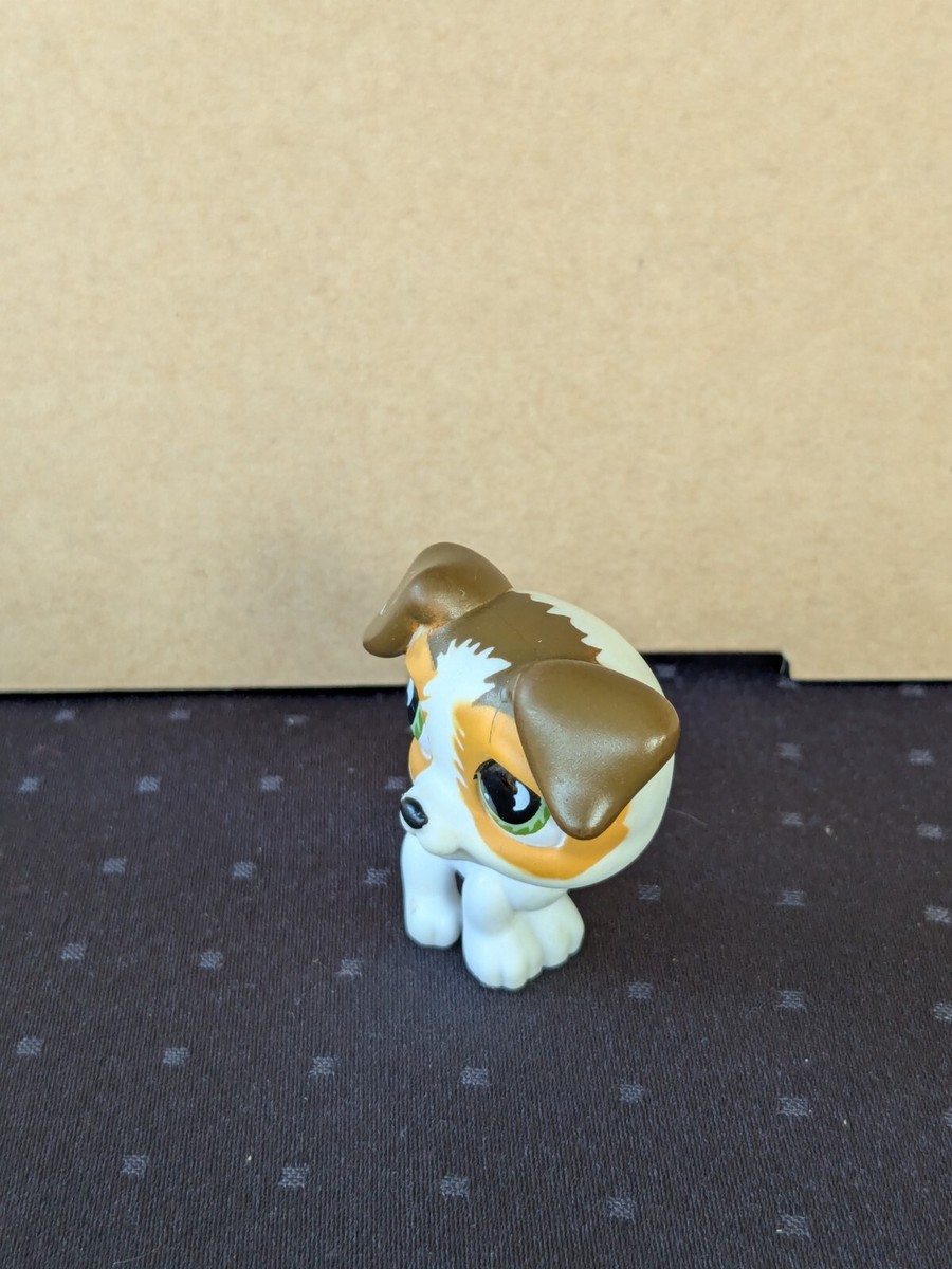 LPS Littlest Pet Shop #804 Dog White Tan Brown Jack Russell Green