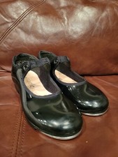 Toddler Girls Black Patent Capezio Tele Tone Tap Dance Shoes sz 9.5 N625C