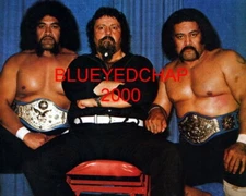 SAMOANS AFA & SIKA & LOU ALBANO WRESTLER  8 X 10 WRESTLING PHOTO WWF NWA