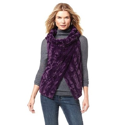 CHI BY CARLOS FALCHI FAUX FUR DRAPED VEST GREY PLUM PURPLE BROWN CHOICE OF SIZES