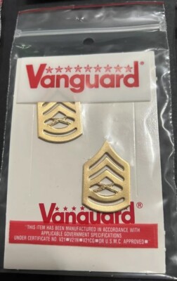 USMC GUNNERY SERGEANT GOLD RANK INSIGNIA CHEVRON (2) MARINES