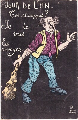 NEUJAHRSTAG Mann mit Verein französischer Comic Farbe PC Frankreich Jan 1903 