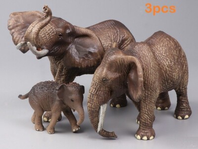 3pcs African Elephant Animal Toy PVC Action Figure Doll Kids Toys Party Gifts