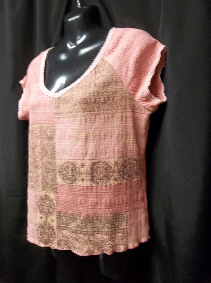 TANGENTS PINK Stretch Top Blouse Size SMALL - Image 3 of 4