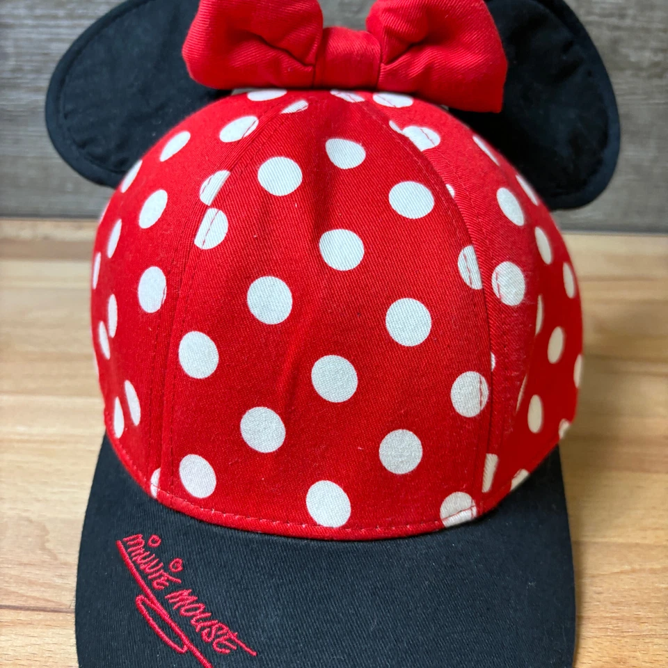 Minnie Mouse Hat Cap Snap Back Youth Red White Bow Ears Polka Dot Disney - Image 3 of 4
