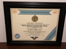 UNITED NATIONS [UNTSO] COMMEMORATIVE MEDAL CERTIFICATE ~ Type 1