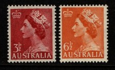 Australia 1953 1956 Queen Elizabeth II 3½d red, 6½d orange Wmk SG263-63a MNH