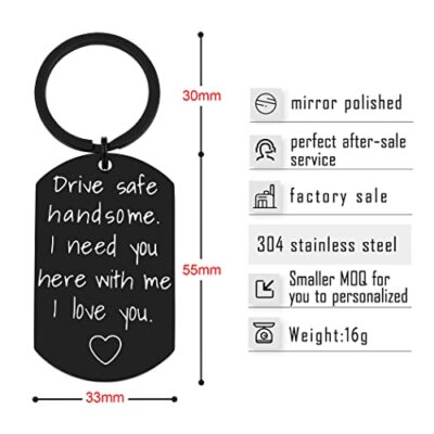 WINCSPACE Drive Safe Keychain - Personalized 26 Letter Keychain Gift For Drivers, Boyfriend, Husband