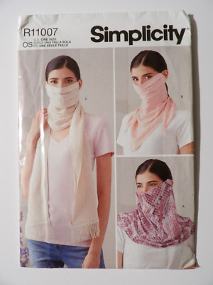 Simplicity R11007 Gaiter & Scarf Style Face Coverings OSZ UNCUT Pattern S9313