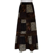 Donna Maxi Hippie Lunga Patchwork Casual Velluto Paisley Stampa Gitana