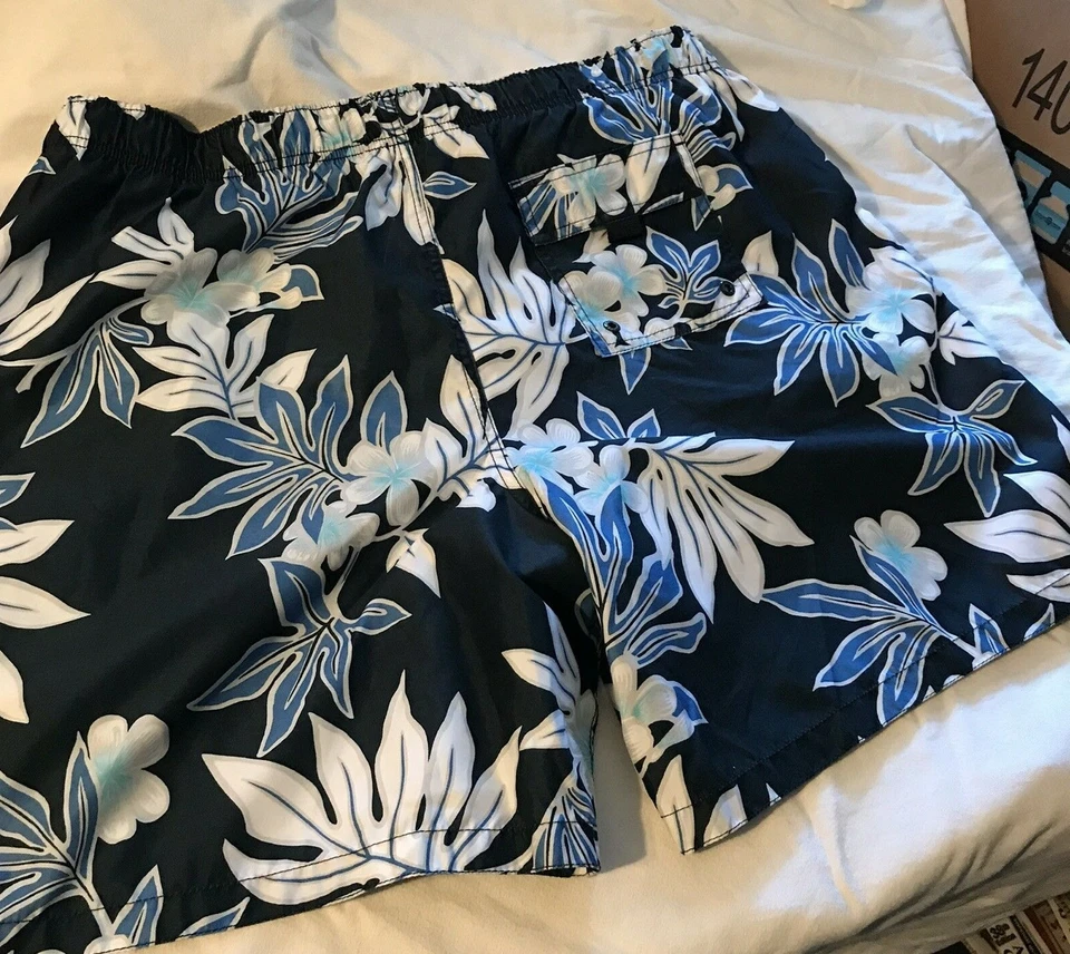 Bañador Meronas Hombre Talla XX-GRANDE Estampado Hawaiano Azul Hibisco Foto 4 de 4