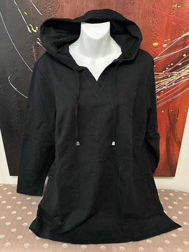 D&Co Active Hoodie Womens Sweatshirt Sz LP Pullover Black Long Sleeve Ladies NEW
