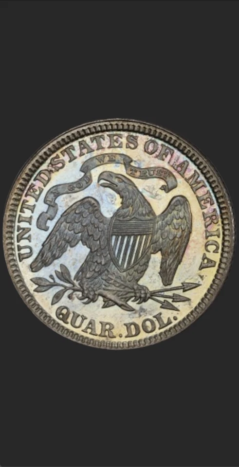 1884 PCGS PR63 CAC 8,000 Minted + 874 Proof = 5th Lowest 25C! Key Seated Quarter - Image 2 of 4