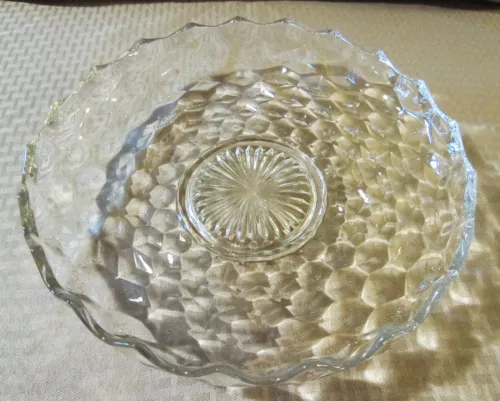 Vintage Fostoria American Clear Glass 12.5" Round Tray With Upturned Edge