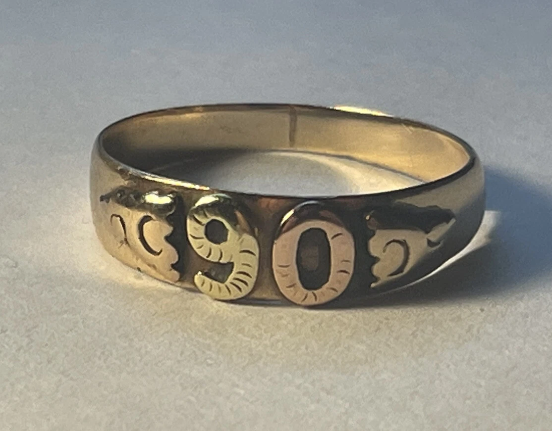 14k Yellow Rose Gold Class Ring w Date 1890 Juliet R. Bradford