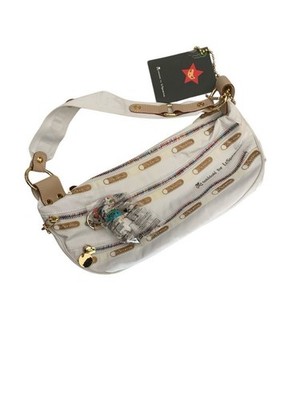 tokidoki for LeSportsac Shoulder Bag White Nylon Tan Leather Accent w/ Bag Charm
