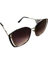 Branded Women's Square Sunglasses Gold Frame Black UV Protection