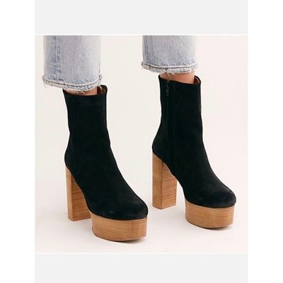 Free People Friday Night Platform Boot Black Suede FP Collection EU 38 /US 8